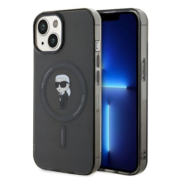 Futrola MagSafe za Apple iPhone 15, Karl Lagerfeld, IML Ikonik Karl, Crna