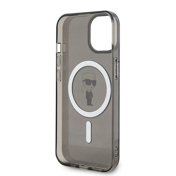 Futrola MagSafe za Apple iPhone 15, Karl Lagerfeld, IML Ikonik Karl, Crna