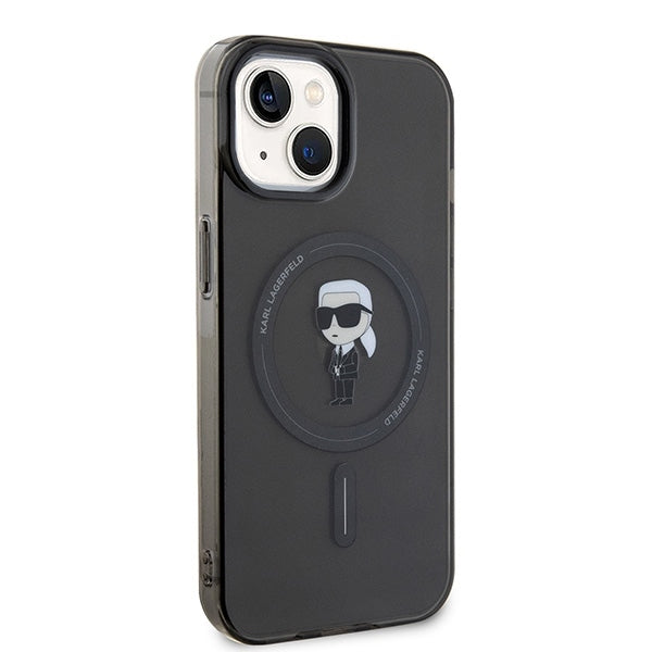 Futrola MagSafe za Apple iPhone 15, Karl Lagerfeld, IML Ikonik Karl, Crna