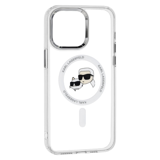 Futrola MagSafe za Apple iPhone 15, Karl Lagerfeld, IML Metal Karl & Choupette's Heads, Transparentna