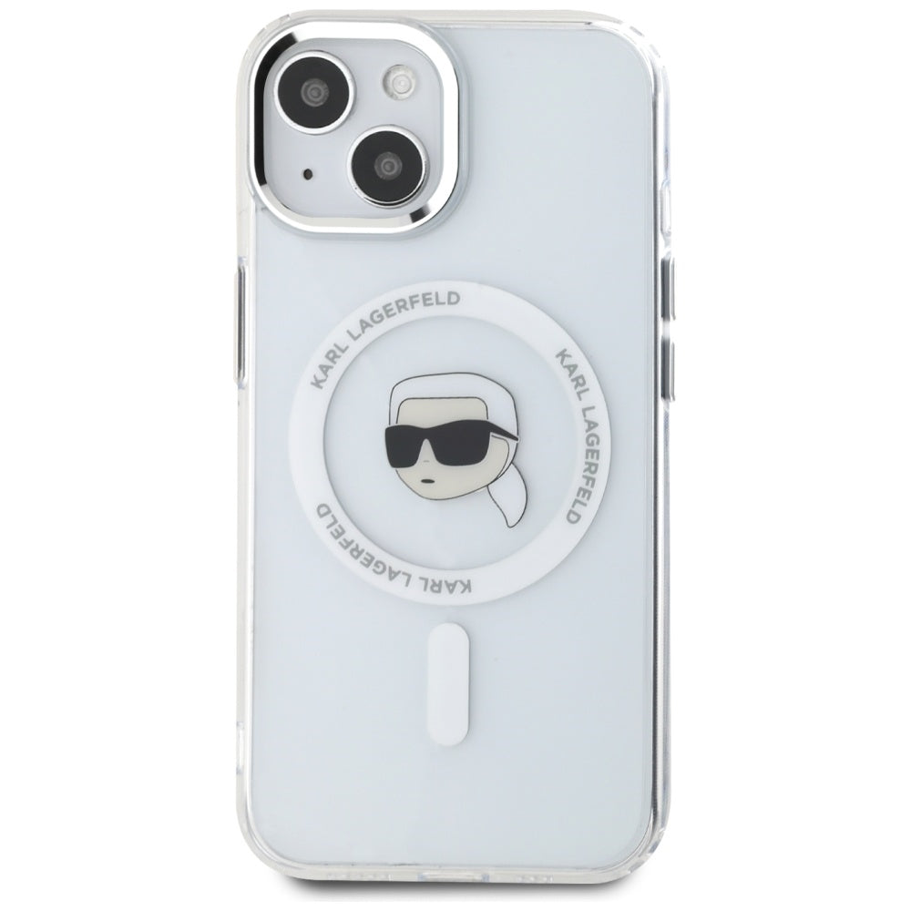 Futrola MagSafe za Apple iPhone 15, Karl Lagerfeld, IML Metal Karl's Head, Bela