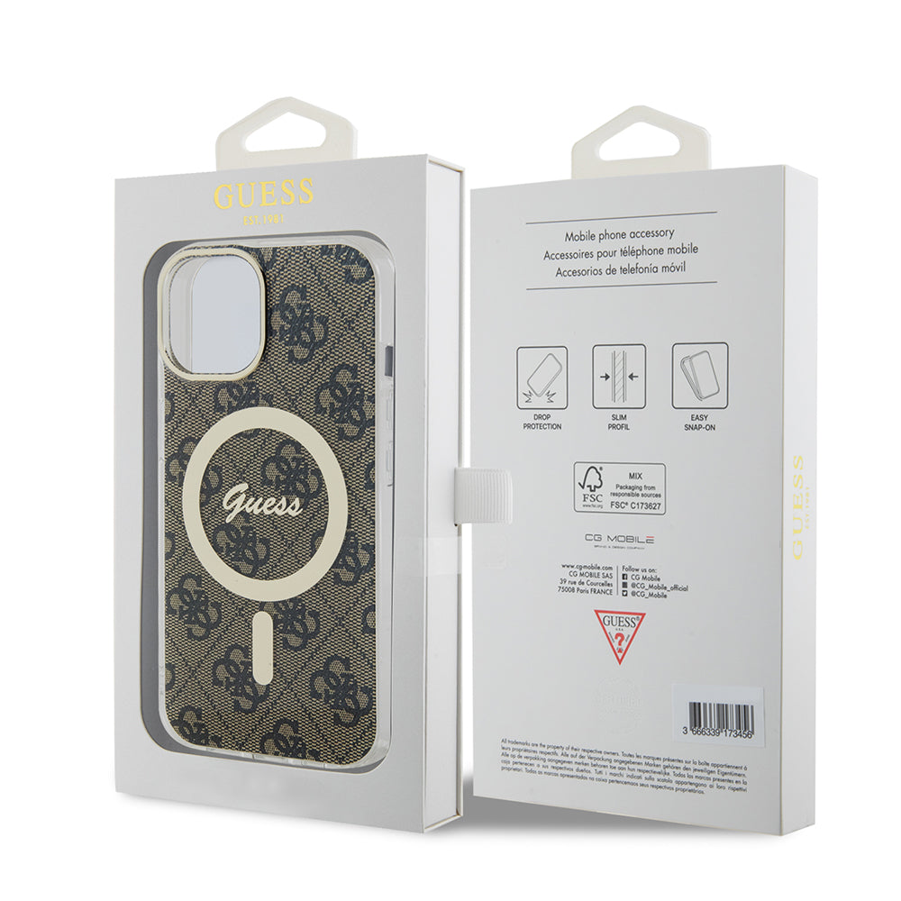 Futrola MagSafe za Apple iPhone 15 Plus, Guess, IML 4G, Braon