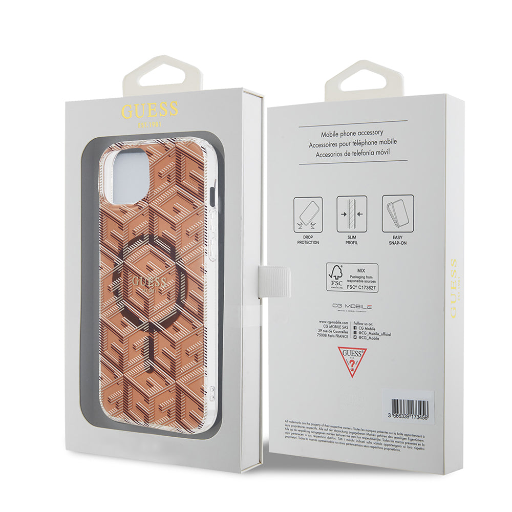 Futrola MagSafe za Apple iPhone 15 Plus, Guess, IML Gcube, Braon