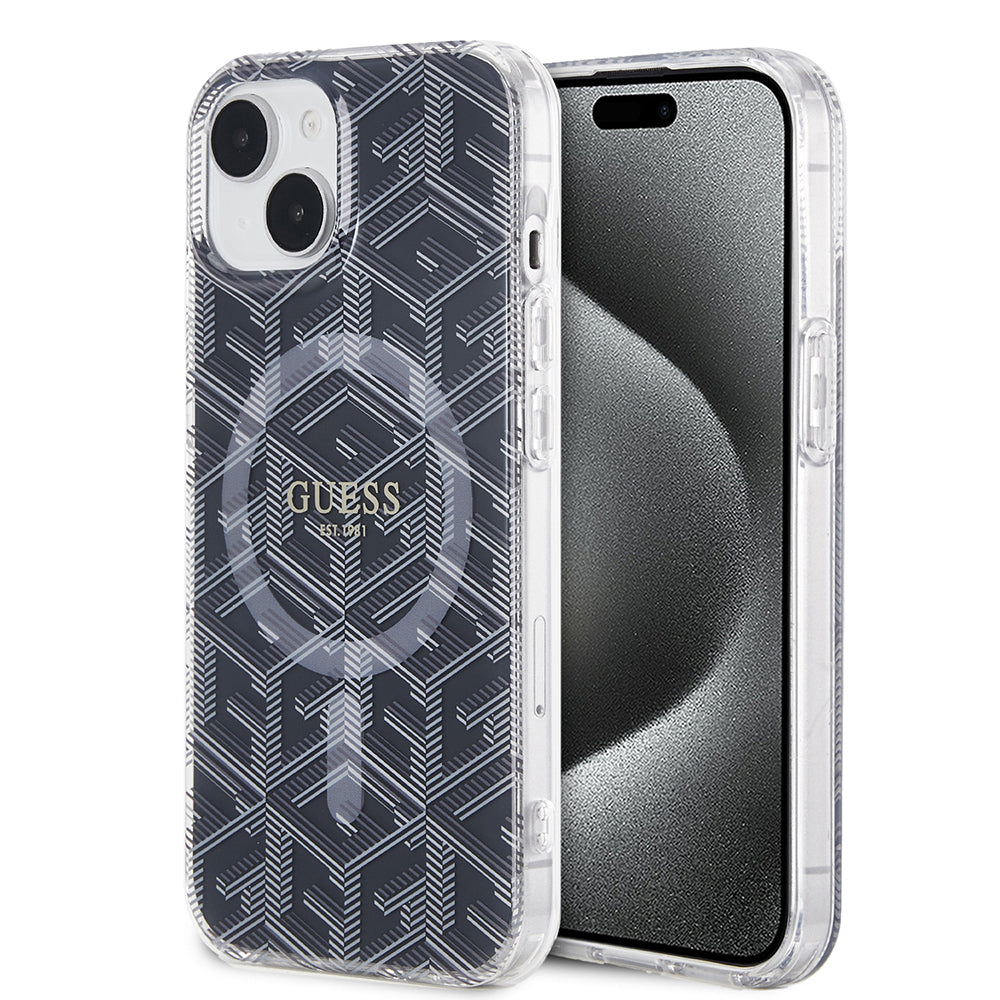 Futrola MagSafe za Apple iPhone 15 Plus, Guess, IML Gcube, Crna