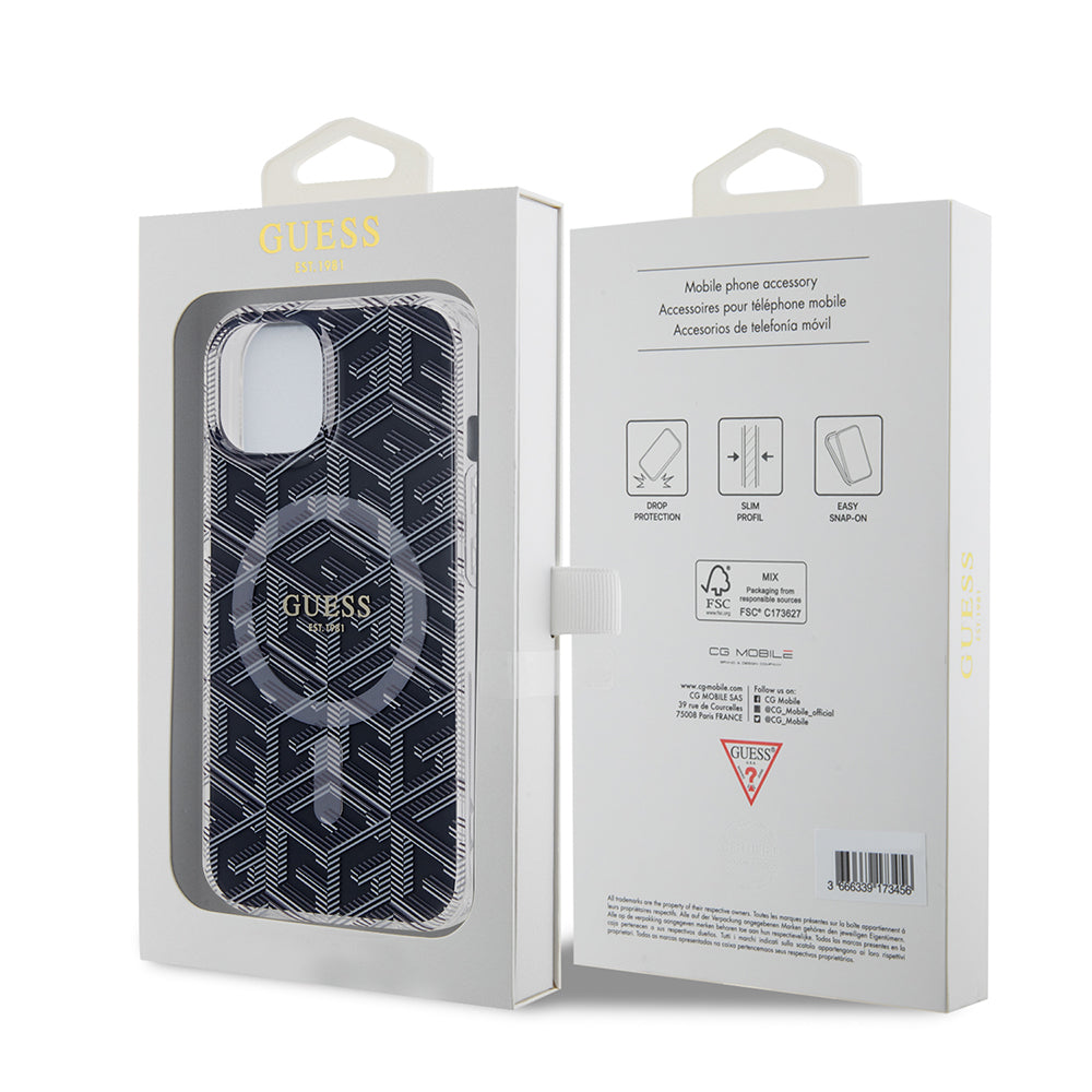 Futrola MagSafe za Apple iPhone 15 Plus, Guess, IML Gcube, Crna