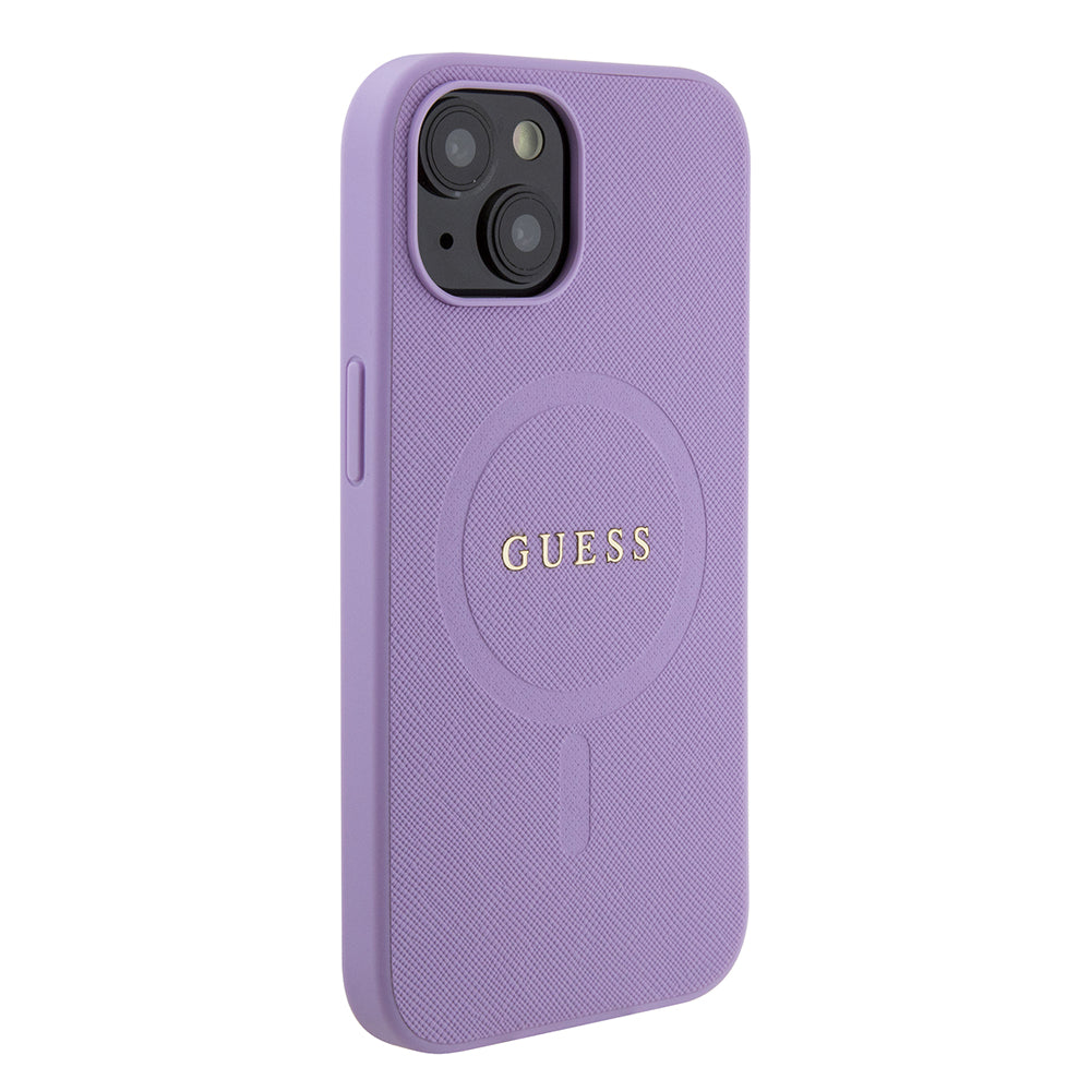Futrola MagSafe za Apple iPhone 15 Plus, Guess, Saffiano, Ljubičasta