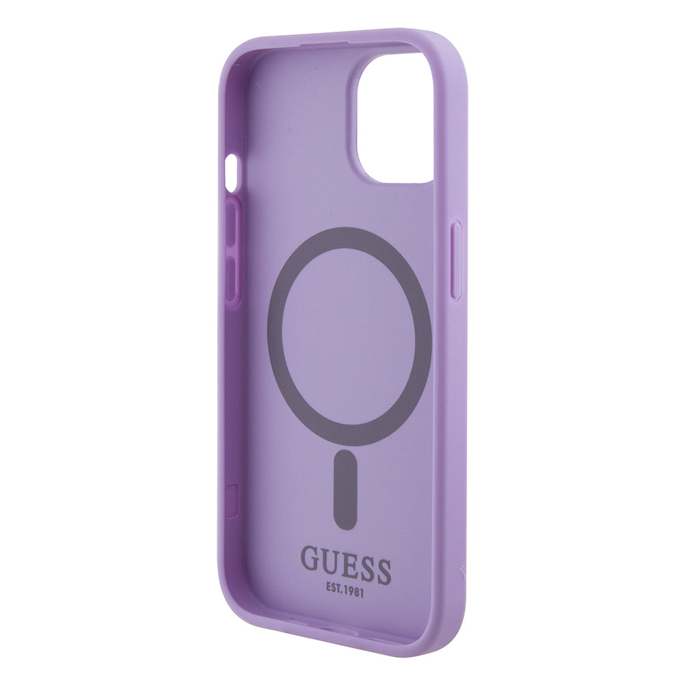Futrola MagSafe za Apple iPhone 15 Plus, Guess, Saffiano, Ljubičasta