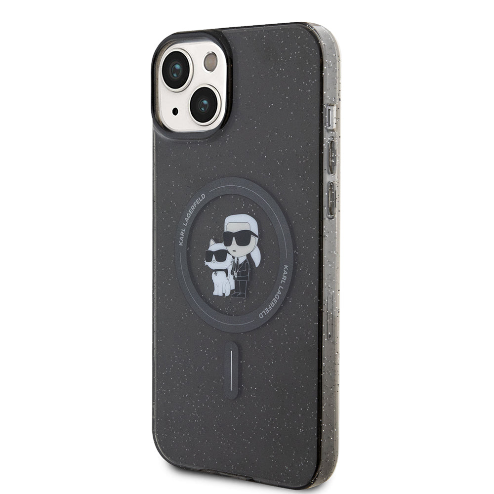 Futrola MagSafe za Apple iPhone 15 Plus, Karl Lagerfeld, Glitter, Crna