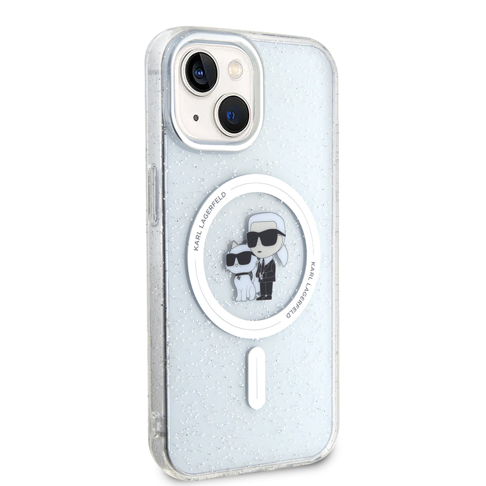 Husa MagSafe za Apple iPhone 15 Plus, Karl Lagerfeld, Glitter, Transparentna
