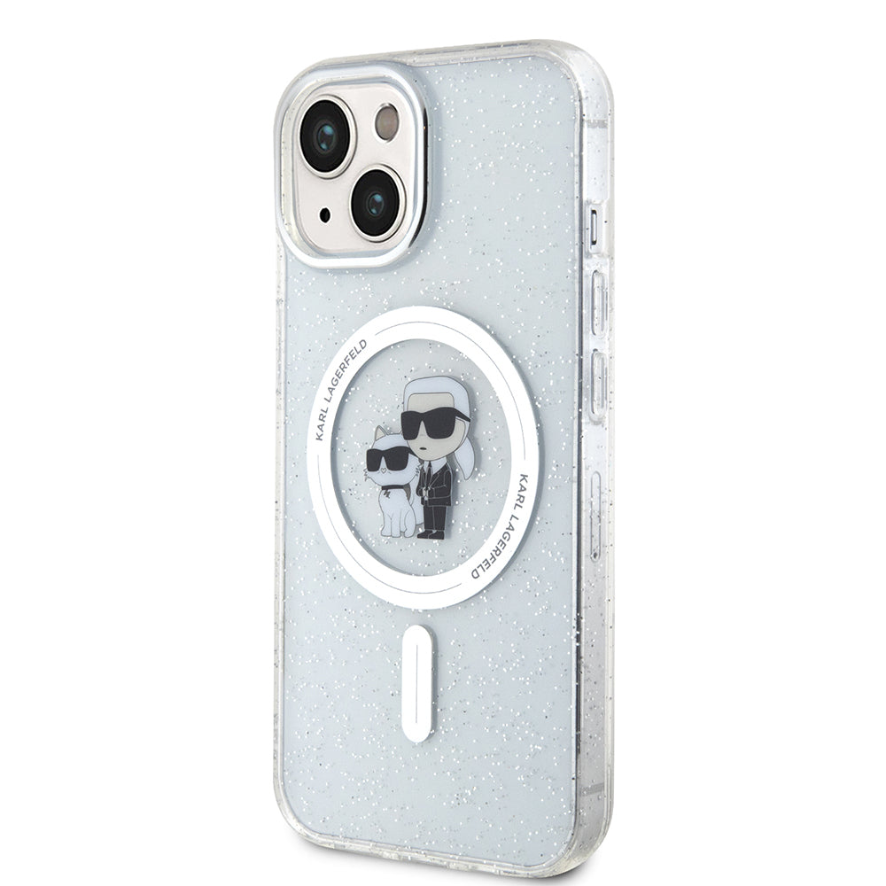 Husa MagSafe za Apple iPhone 15 Plus, Karl Lagerfeld, Glitter, Transparentna
