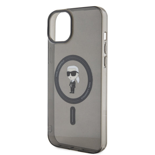 Futrola MagSafe za Apple iPhone 15 Plus, Karl Lagerfeld, IML Ikonik Karl, Crna