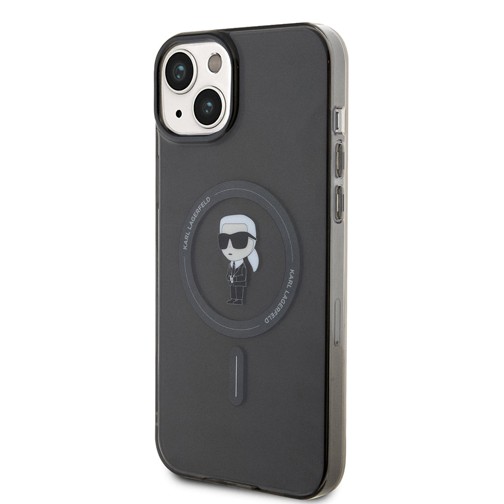 Futrola MagSafe za Apple iPhone 15 Plus, Karl Lagerfeld, IML Ikonik Karl, Crna