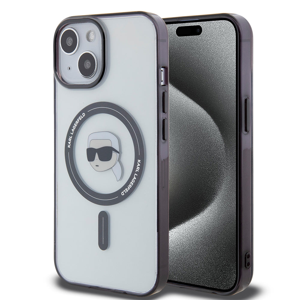 Futrola MagSafe za Apple iPhone 15 Plus, Karl Lagerfeld, IML Karl's Head, Transparentna