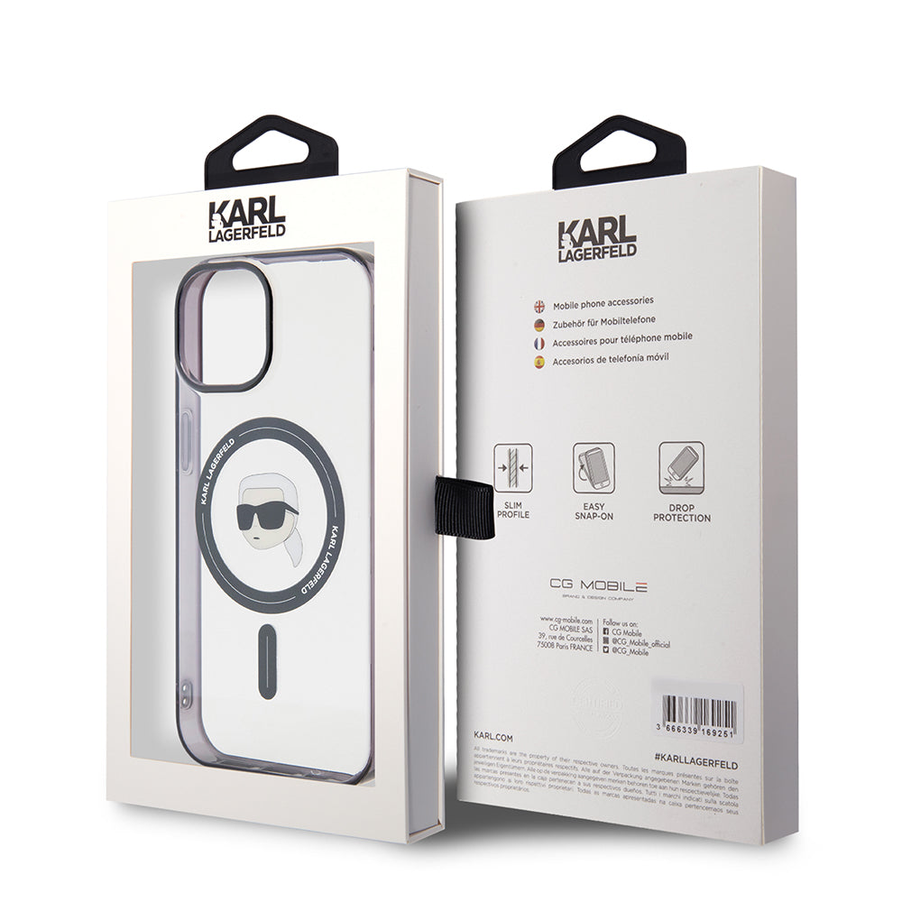 Futrola MagSafe za Apple iPhone 15 Plus, Karl Lagerfeld, IML Karl's Head, Transparentna