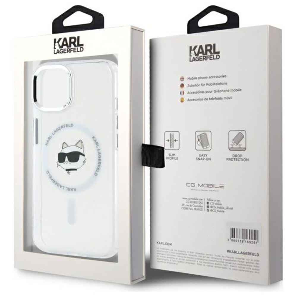 Futrola MagSafe za Apple iPhone 15 Plus, Karl Lagerfeld, IML Metal Choupette's Head, Bela