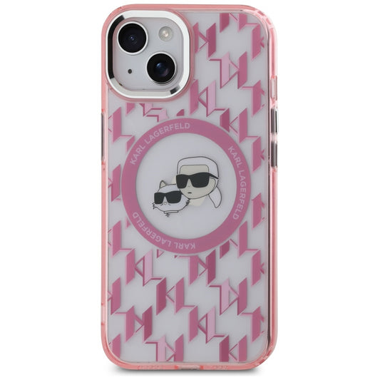 Futrola MagSafe za Apple iPhone 15 Plus, Karl Lagerfeld, IML Monogram Karl & Choupette's Heads, Roze