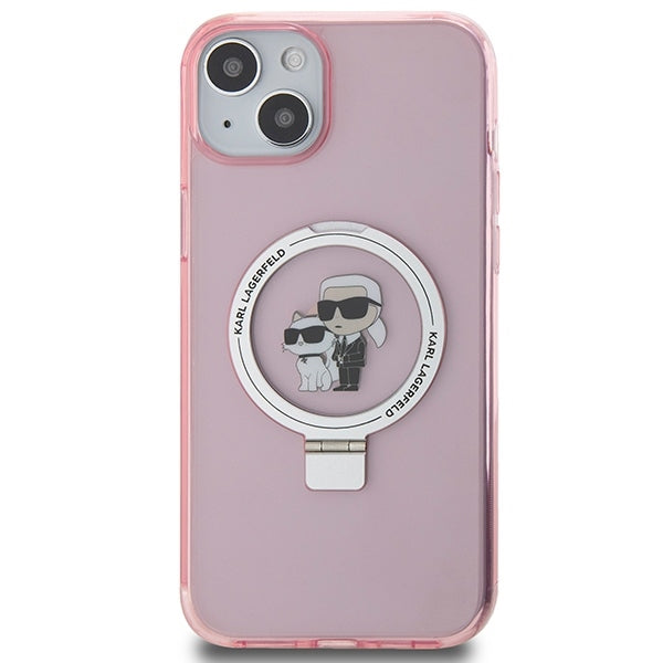 Futrola MagSafe za Apple iPhone 15 Plus, Karl Lagerfeld, Ring Stand Karl & Choupette, Roze