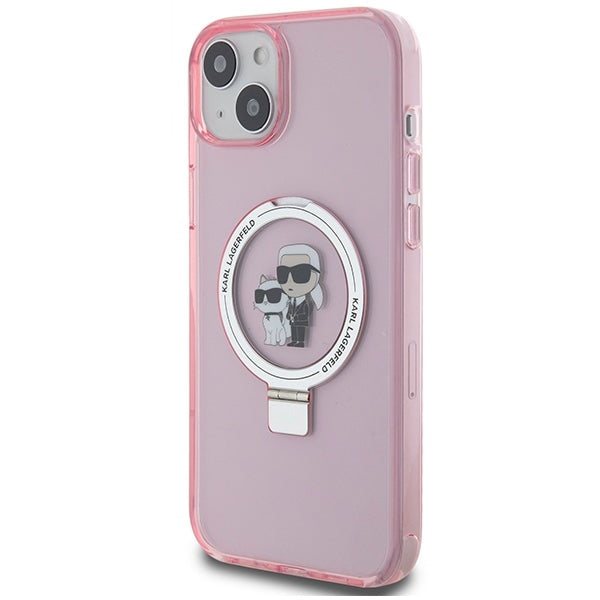 Futrola MagSafe za Apple iPhone 15 Plus, Karl Lagerfeld, Ring Stand Karl & Choupette, Roze