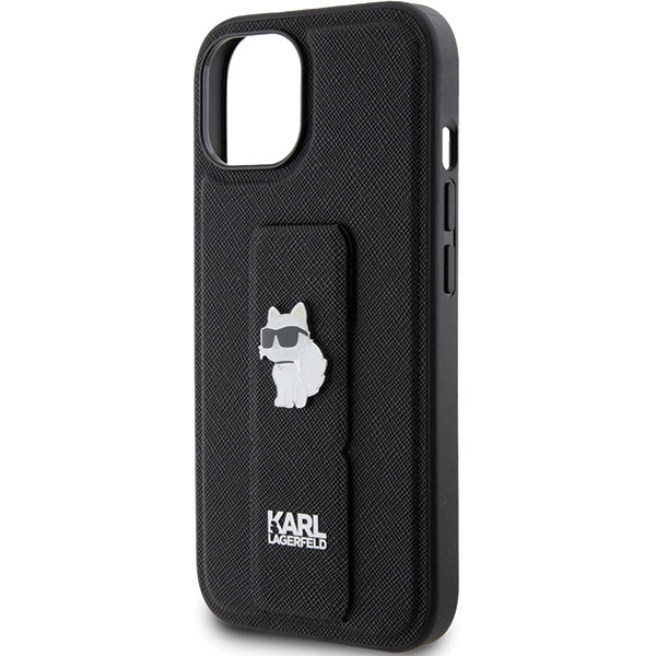 Futrola MagSafe za Apple iPhone 15 Plus, Karl Lagerfeld, Saffiano Gripstand Choupette, Crna