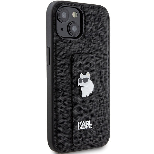Futrola MagSafe za Apple iPhone 15 Plus, Karl Lagerfeld, Saffiano Gripstand Choupette, Crna