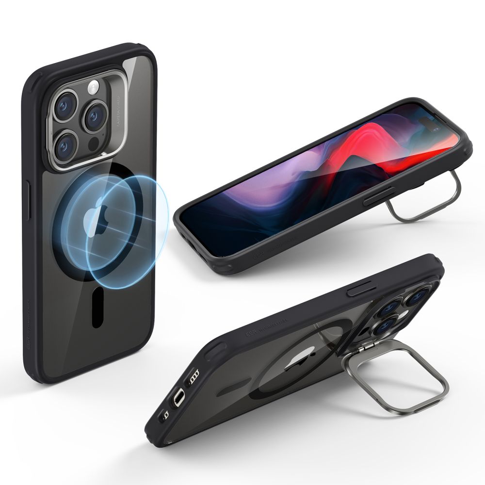 Futrola MagSafe za Apple iPhone 15 Pro, ESR, Classic Hybrid Kickstand, Crna Transparentna
