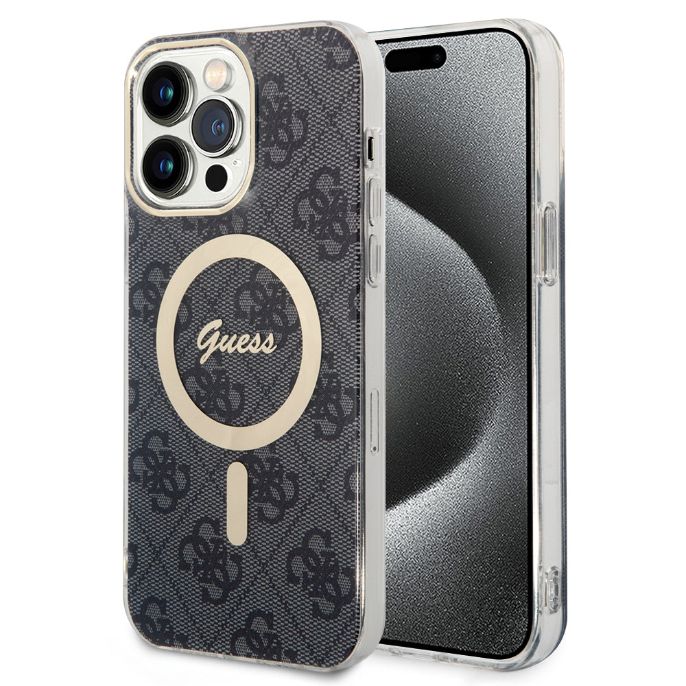 Futrola MagSafe za Apple iPhone 15 Pro, Guess, 4G IML, Crna GUHMP15LH4STK