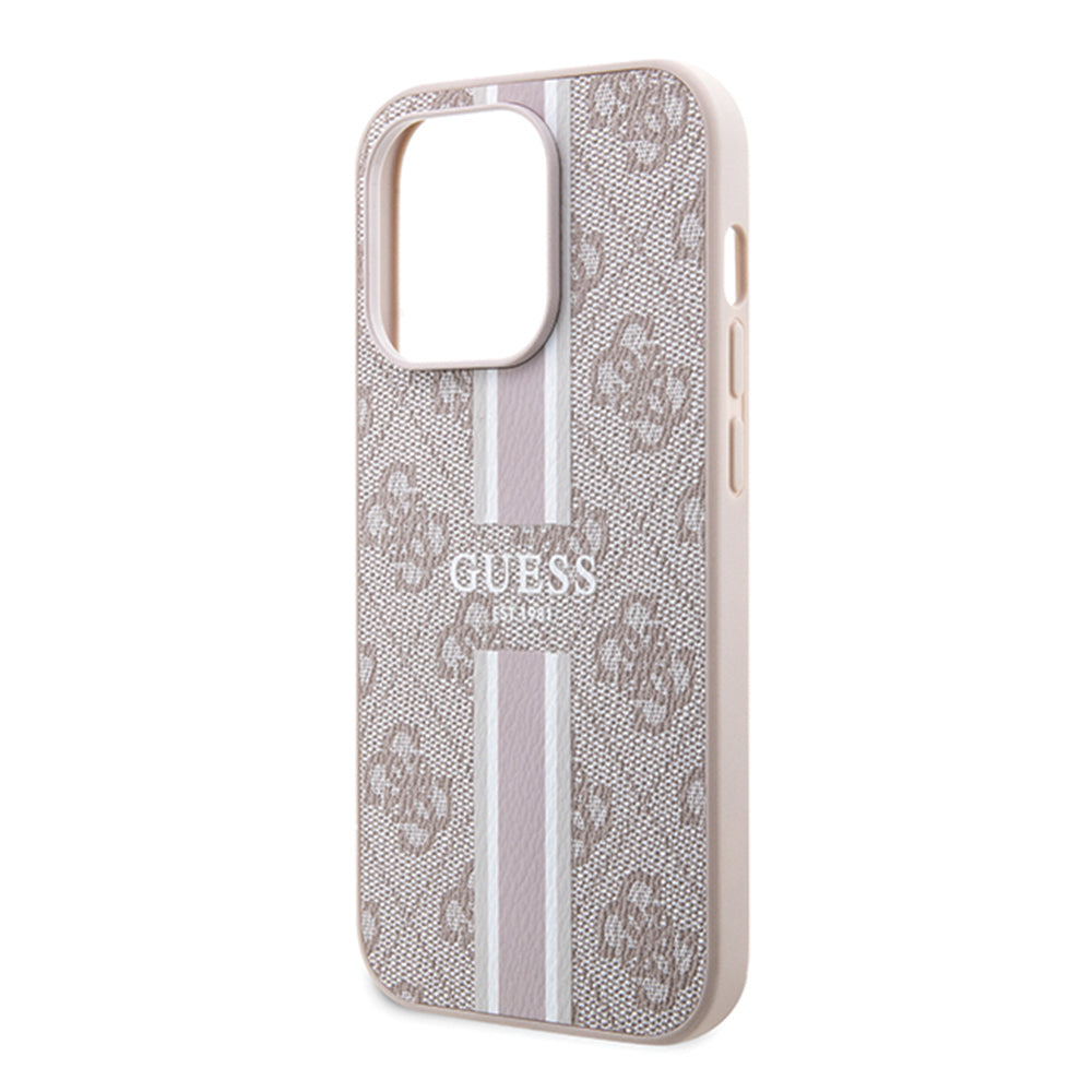 Futrola MagSafe za Apple iPhone 15 Pro, Guess, 4G Printed Stripes, Roze
