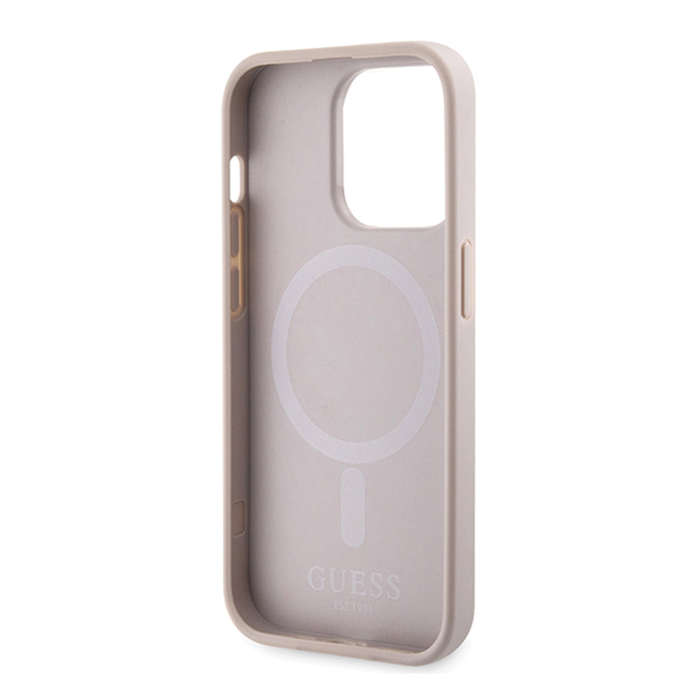 Futrola MagSafe za Apple iPhone 15 Pro, Guess, 4G Printed Stripes, Roze