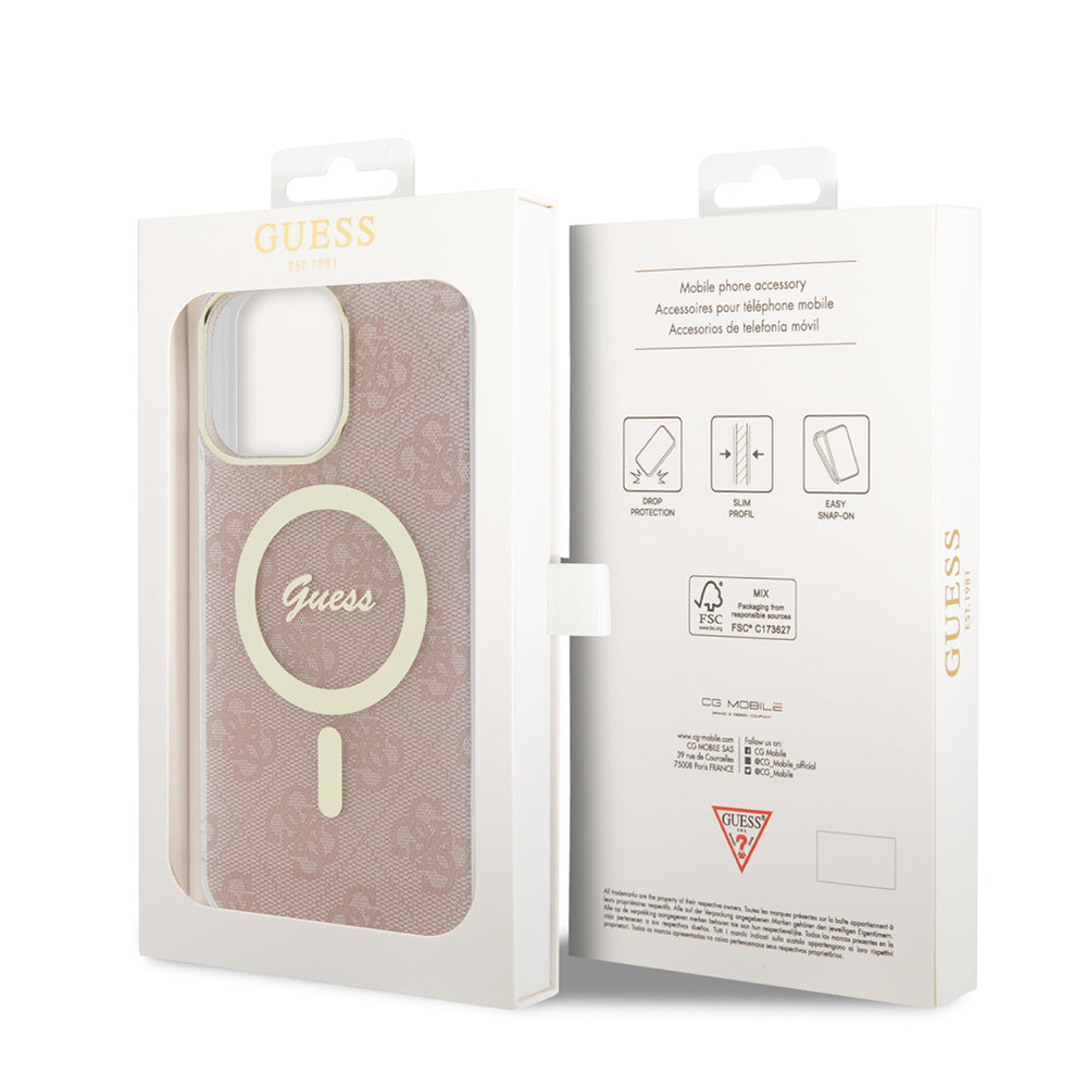 Futrola MagSafe za Apple iPhone 15 Pro, Guess, IML 4G, Roze