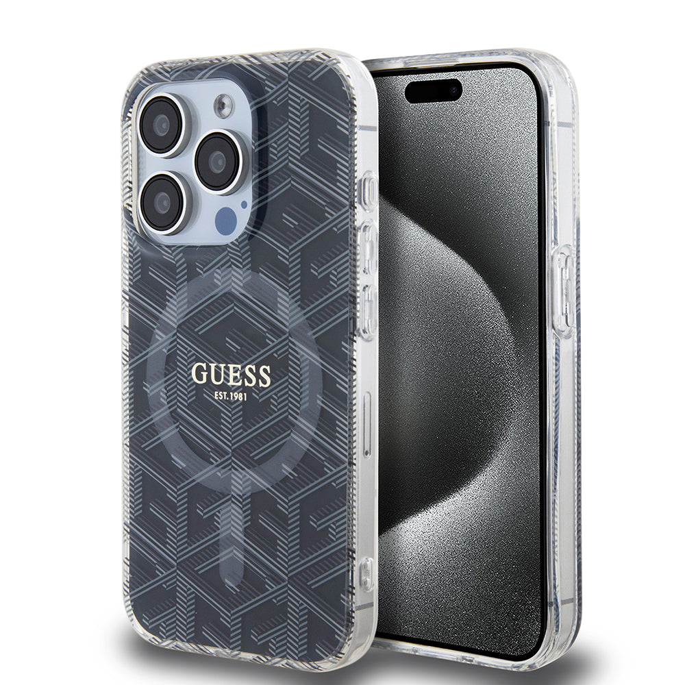Futrola MagSafe za Apple iPhone 15 Pro, Guess, IML Gcube, Crna