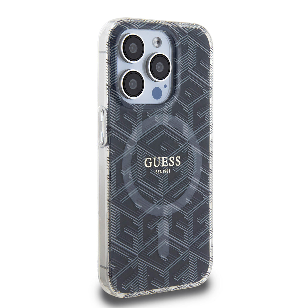 Futrola MagSafe za Apple iPhone 15 Pro, Guess, IML Gcube, Crna
