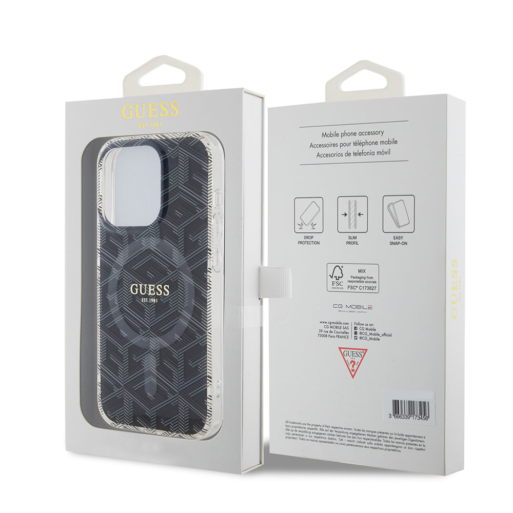 Futrola MagSafe za Apple iPhone 15 Pro, Guess, IML Gcube, Crna