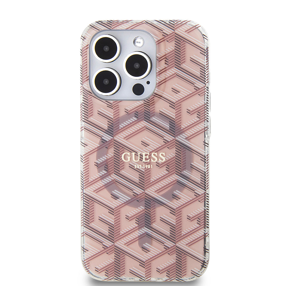 Futrola MagSafe za Apple iPhone 15 Pro, Guess, IML Gcube, Roze