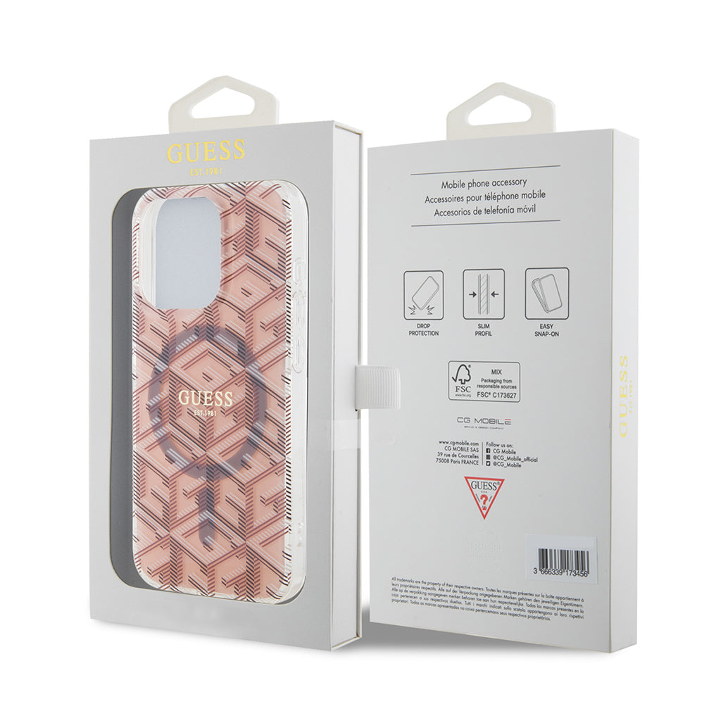 Futrola MagSafe za Apple iPhone 15 Pro, Guess, IML Gcube, Roze