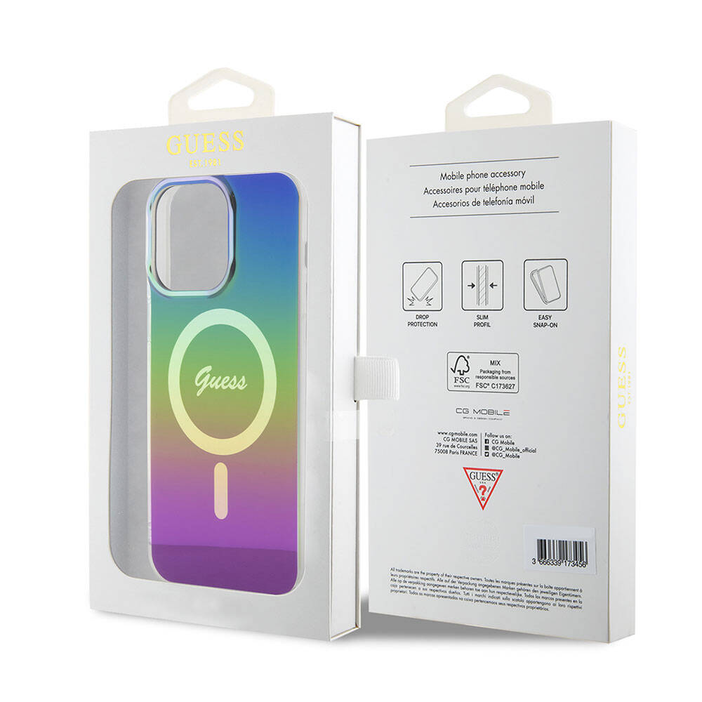 Futrola MagSafe za Apple iPhone 15 Pro, Guess, IML Iridescent, Višebojna