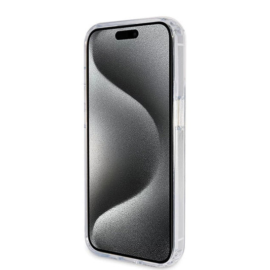 Futrola MagSafe za Apple iPhone 15 Pro, Guess, IML Ring Stand Glitter, Transparentna