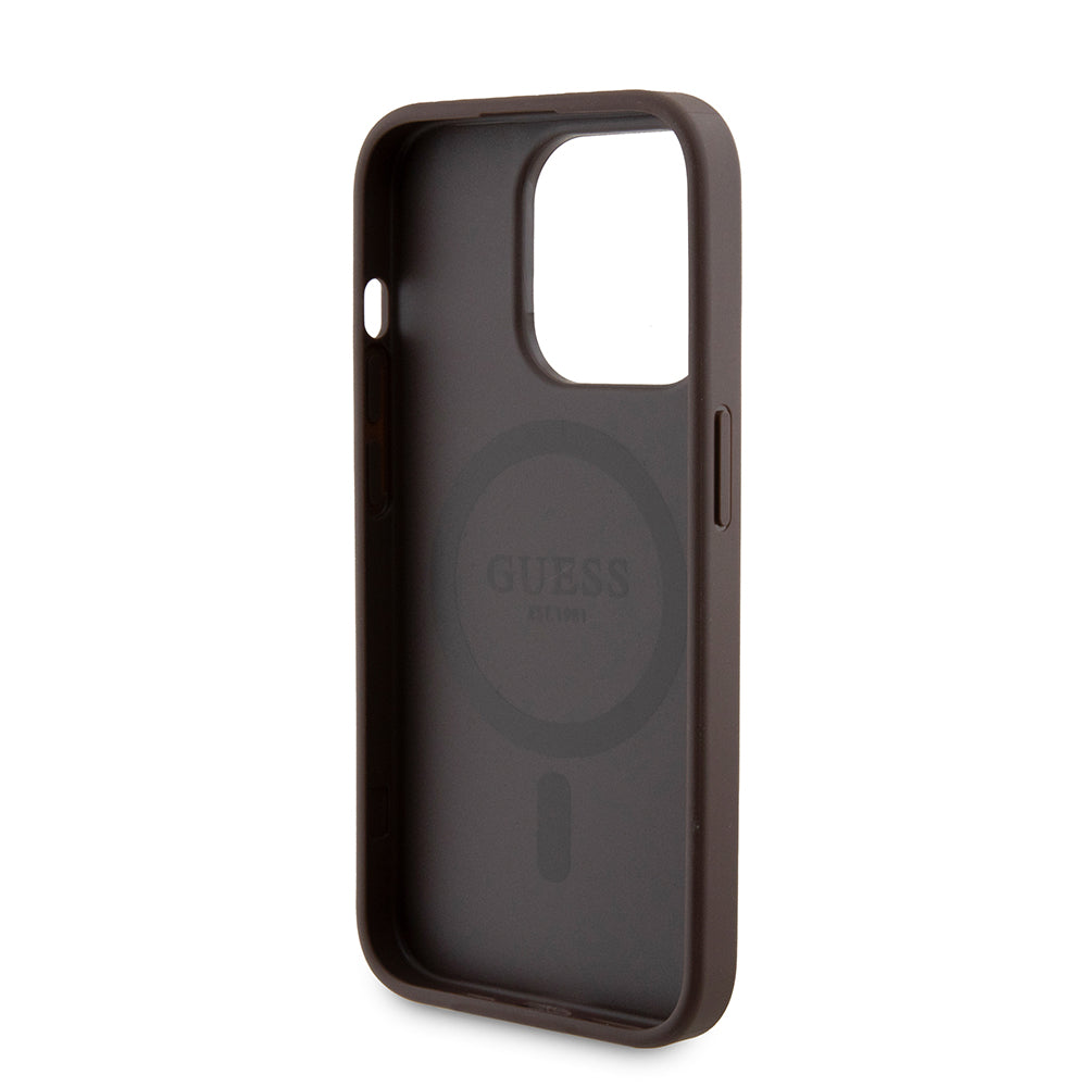 Futrola MagSafe za Apple iPhone 15 Pro, Guess, Powerbank 4G Metal Logo, Braon