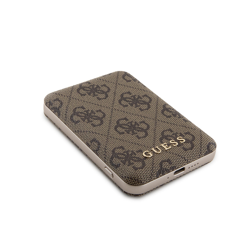 Futrola MagSafe za Apple iPhone 15 Pro, Guess, Powerbank 4G Metal Logo, Braon