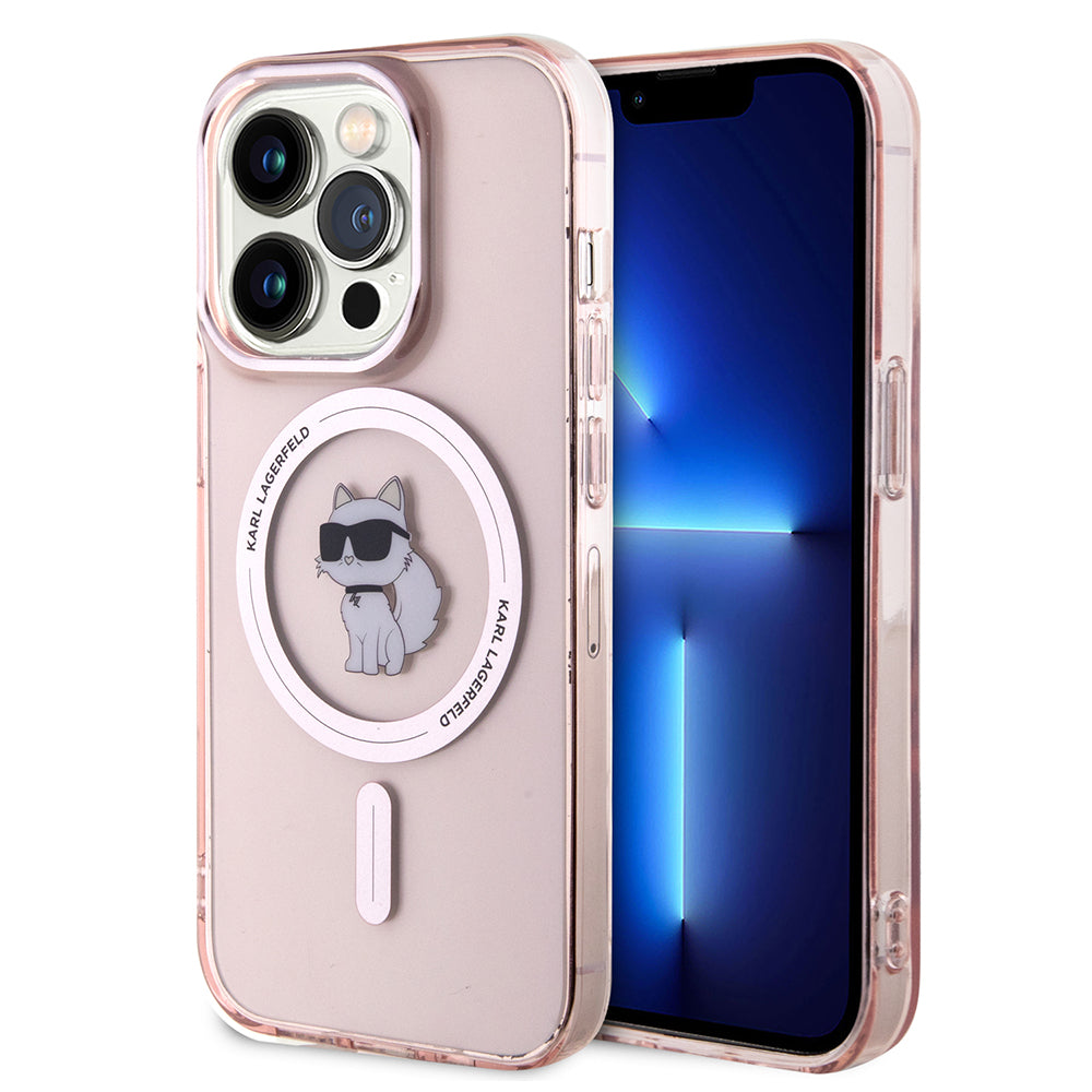 Futrola MagSafe za Apple iPhone 15 Pro, Karl Lagerfeld, IML Choupette, Roze