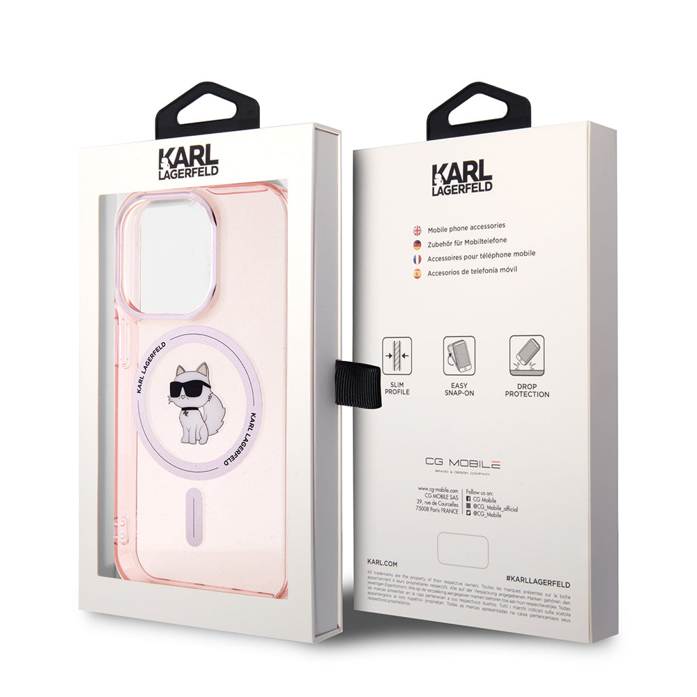 Futrola MagSafe za Apple iPhone 15 Pro, Karl Lagerfeld, IML Choupette, Roze