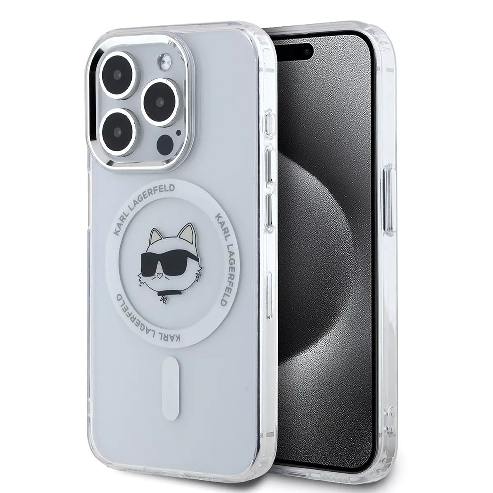 Futrola MagSafe za Apple iPhone 15 Pro, Karl Lagerfeld, IML Metal Choupette's Head, Bela