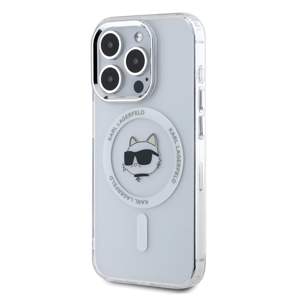 Futrola MagSafe za Apple iPhone 15 Pro, Karl Lagerfeld, IML Metal Choupette's Head, Bela