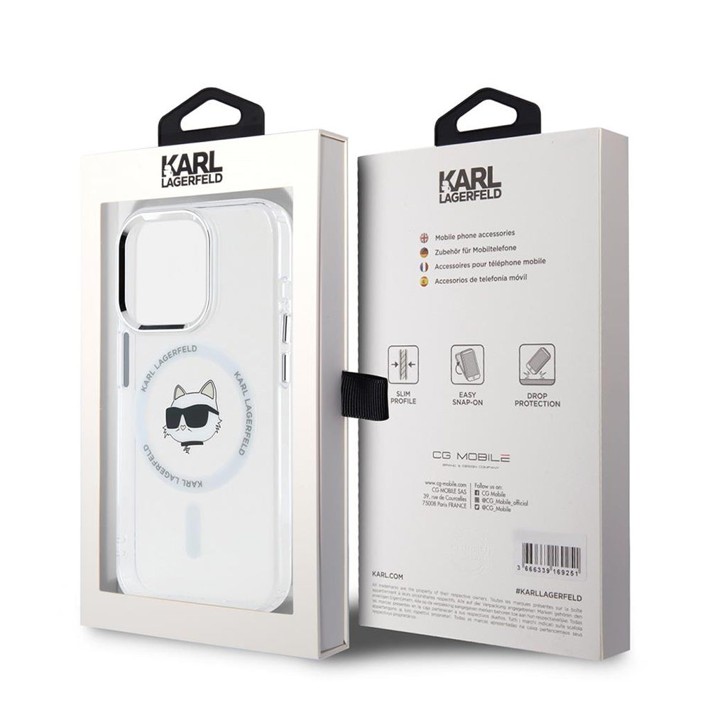 Futrola MagSafe za Apple iPhone 15 Pro, Karl Lagerfeld, IML Metal Choupette's Head, Bela