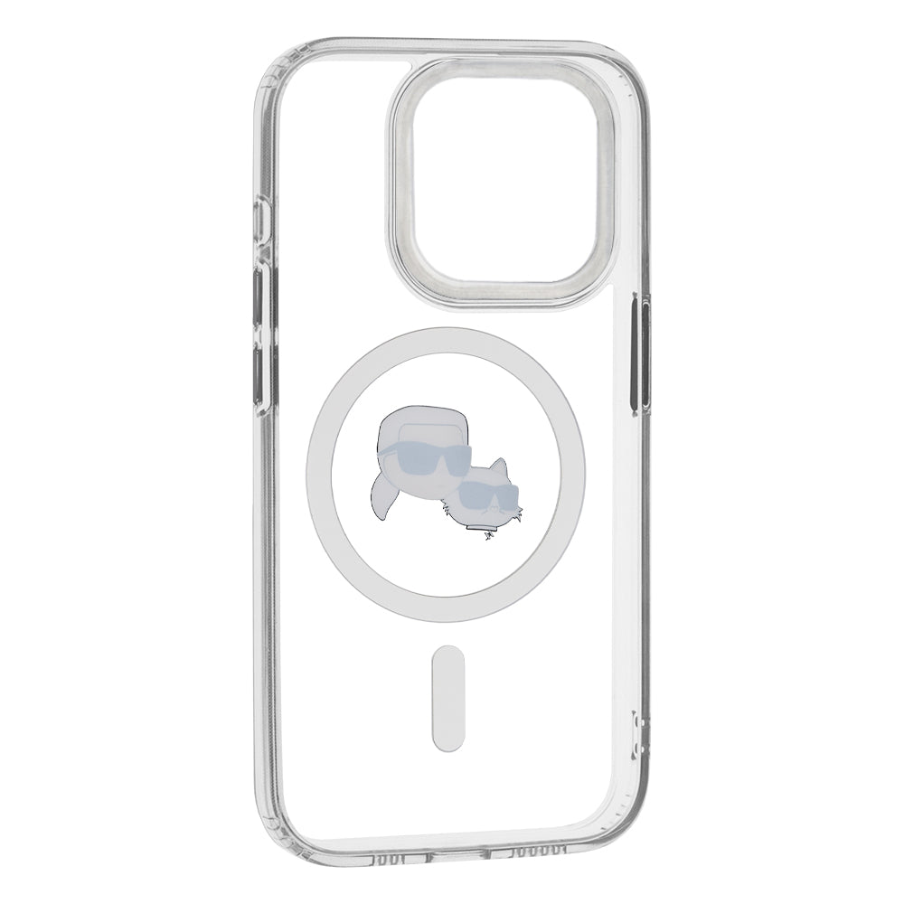 Futrola MagSafe za Apple iPhone 15 Pro, Karl Lagerfeld, IML Metal Karl & Choupette's Heads, Bela