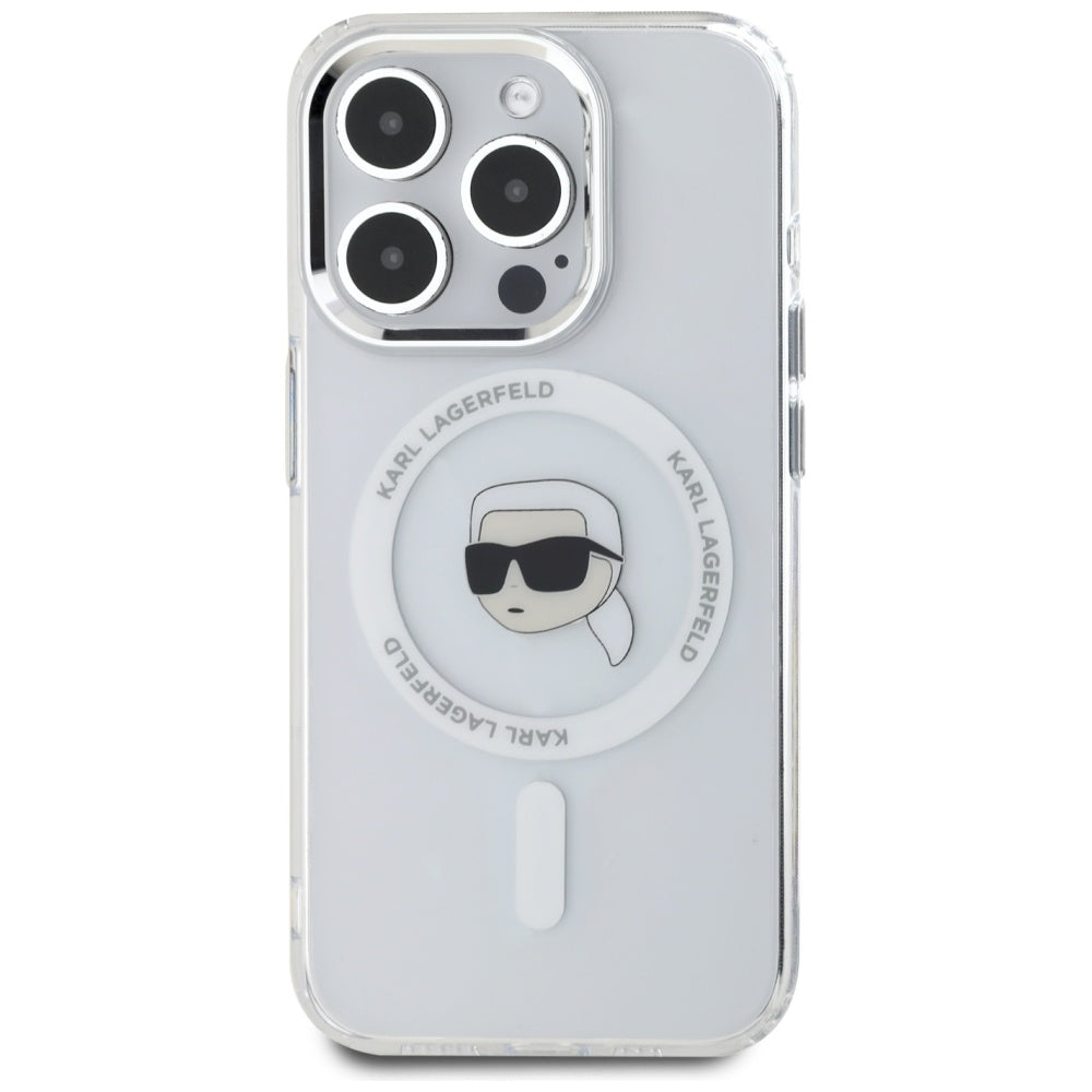 Futrola MagSafe za Apple iPhone 15 Pro, Karl Lagerfeld, IML Metal Karl's Head, Bela