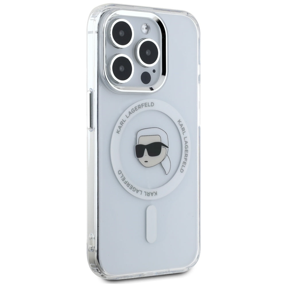 Futrola MagSafe za Apple iPhone 15 Pro, Karl Lagerfeld, IML Metal Karl's Head, Bela