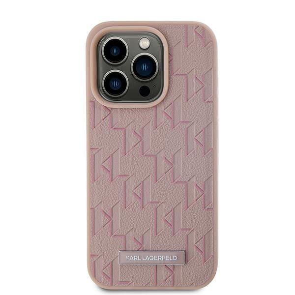 Futrola MagSafe za Apple iPhone 15 Pro, Karl Lagerfeld, Monogram Metal Logo, Roze