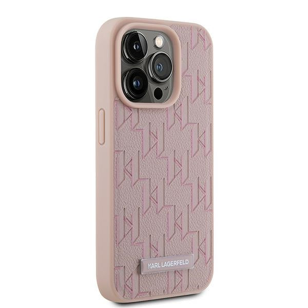 Futrola MagSafe za Apple iPhone 15 Pro, Karl Lagerfeld, Monogram Metal Logo, Roze