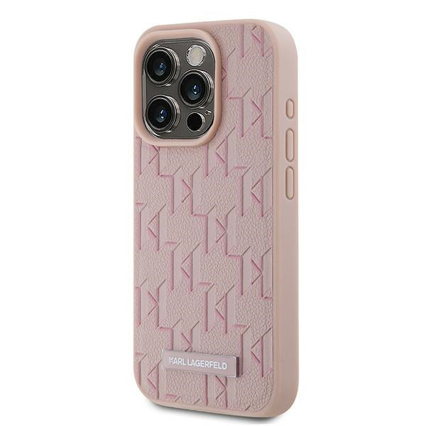 Futrola MagSafe za Apple iPhone 15 Pro, Karl Lagerfeld, Monogram Metal Logo, Roze