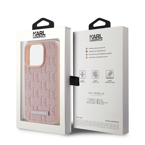 Futrola MagSafe za Apple iPhone 15 Pro, Karl Lagerfeld, Monogram Metal Logo, Roze